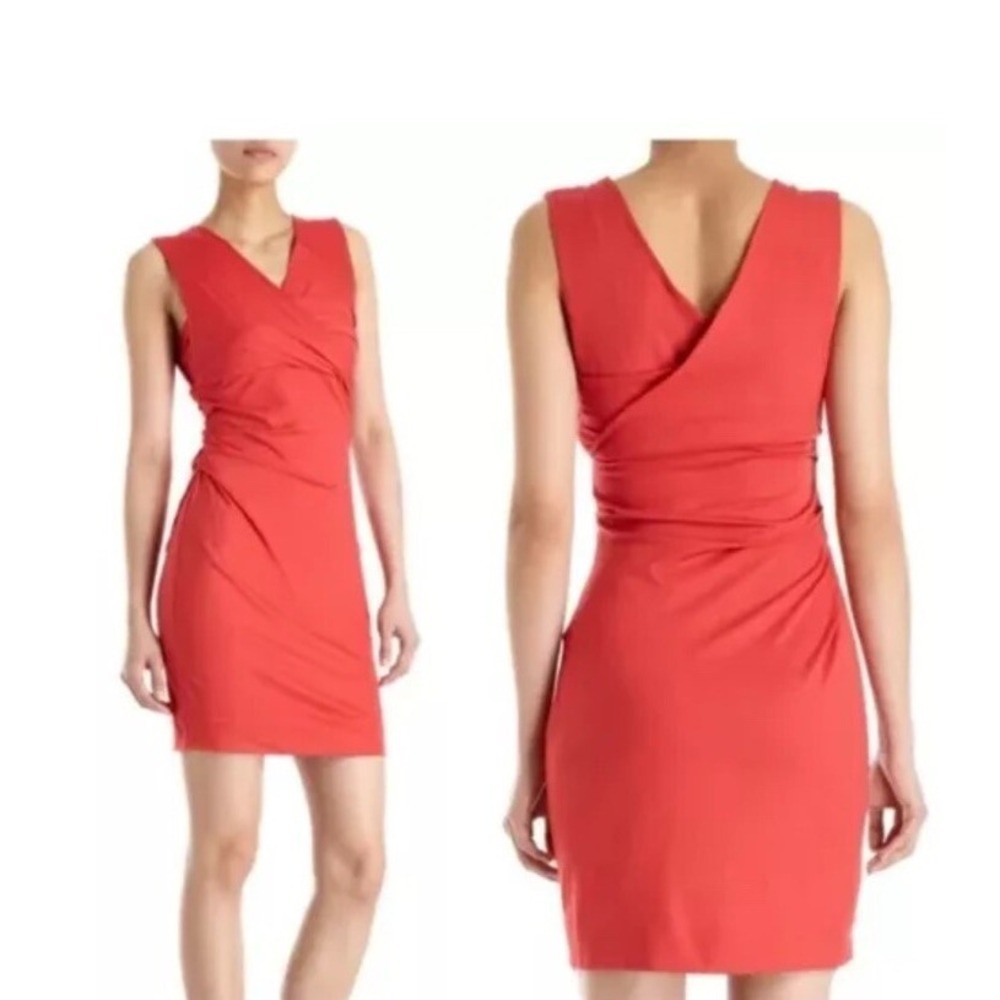 Diane von Furstenberg DVF Womens Parker Dress Red Sleeveless Ruched S